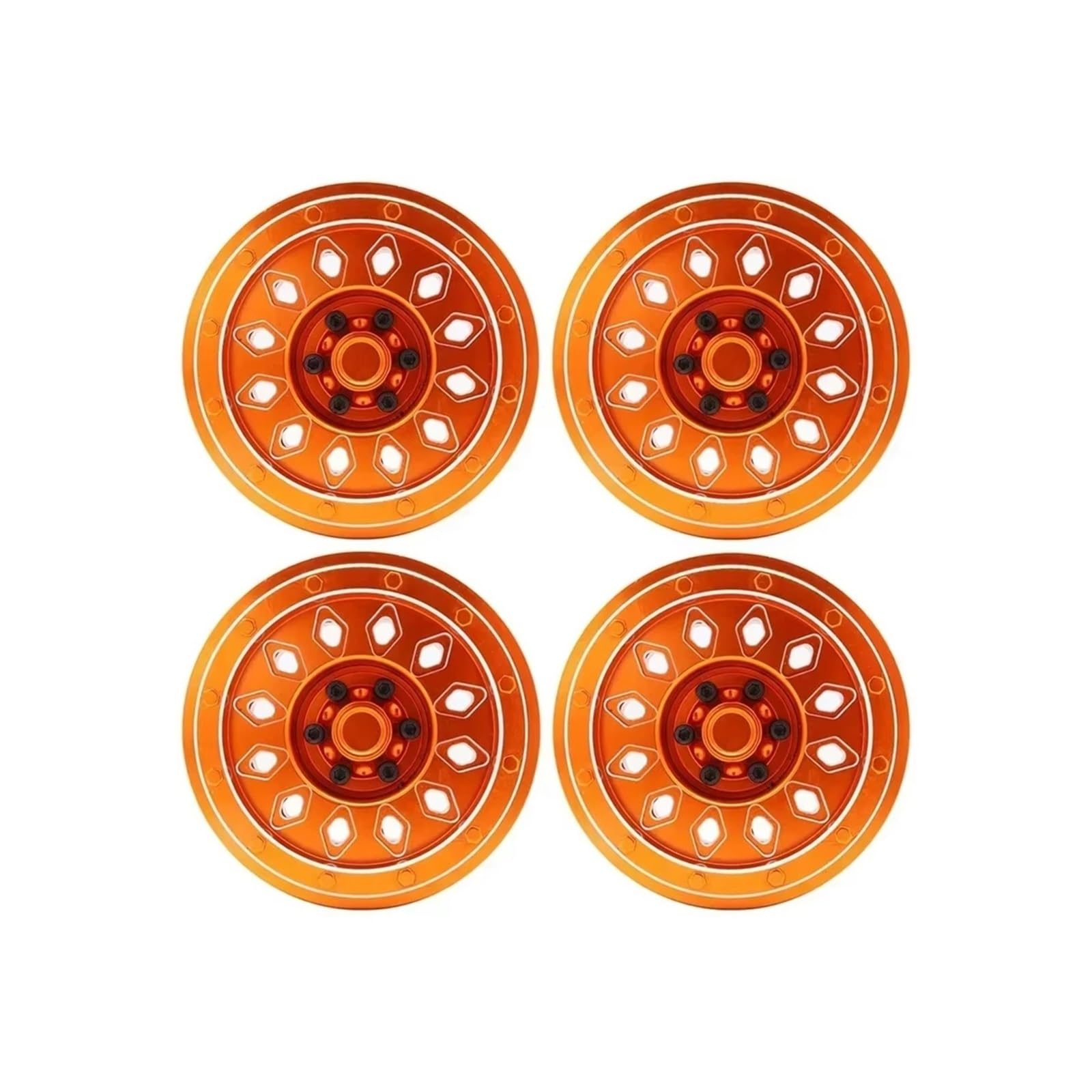PLOQAZEH RC Car Upgrade Zubehör Für Axial SCX6 1:6 4 Stück CNC-Aluminiumlegierung Radnabe Felge RC-Auto Fernbedienung Crawler Autozubehör Teile Upgrade Ersatz(Orange) von PLOQAZEH