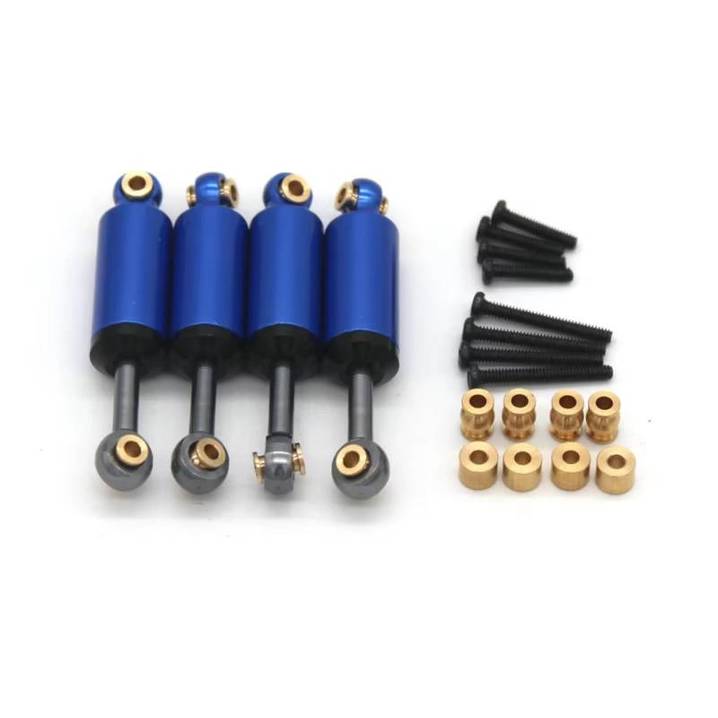 PLOQAZEH RC Car Upgrade Zubehör Für FMS Für Fcx24 1/24 Xiaoqi 4PCS Eingebauter Federstoßdämpfer RC Fernbedienung Auto Metall Upgrade Zubehör(Blue) von PLOQAZEH