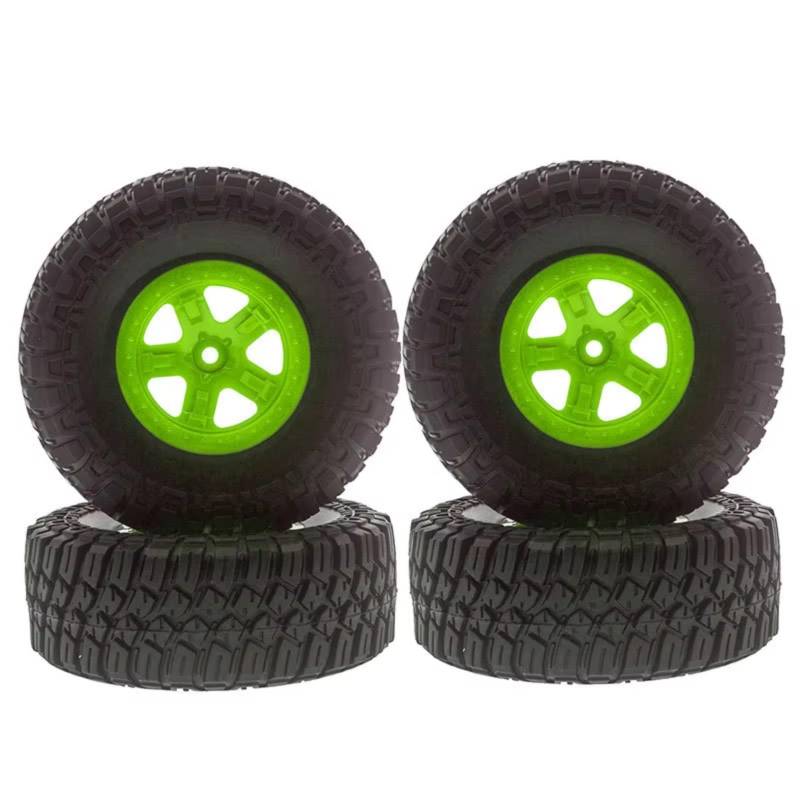 PLOQAZEH RC Car Upgrade Zubehör Für HPI Für Kyosho Für Redcat Für Arrma 1/10 4PCS 120MM Gummi Reifen Felge Set RC Short Course Truck Teile(Green,A) von PLOQAZEH