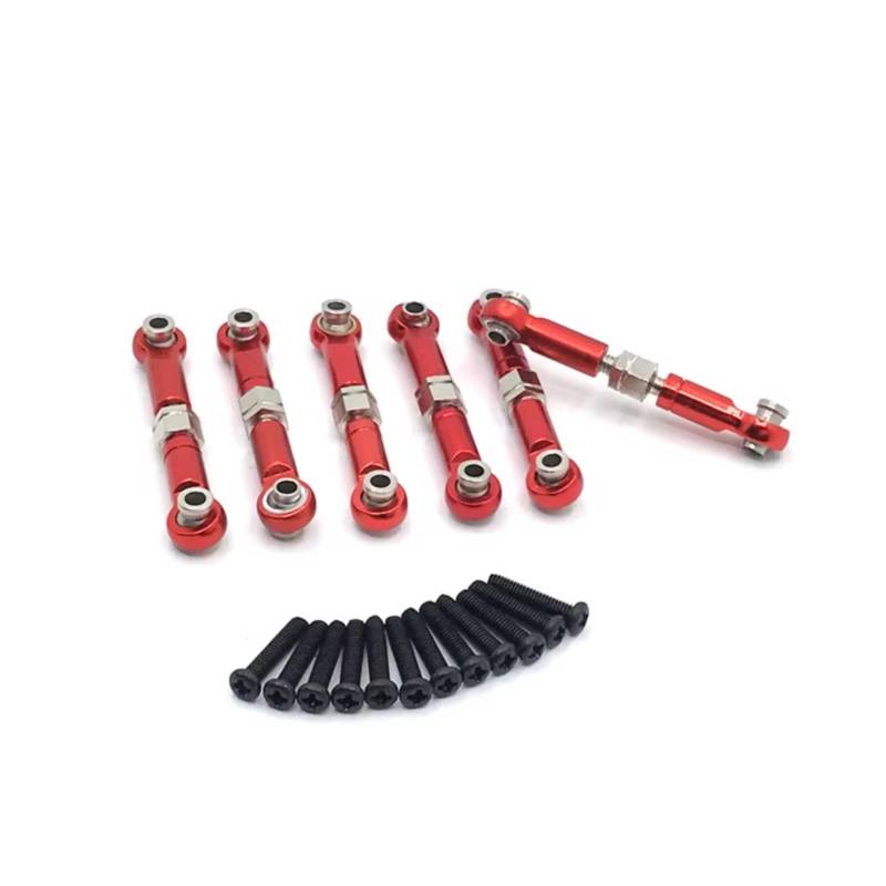 PLOQAZEH RC Car Upgrade Zubehör Für HSP 18301 18302 18311 18312 18321 18322 1/18 6 Stücke Metall Link Rod Spurstange Gestänge RC Auto Upgrade Teile Zubehör(Red) von PLOQAZEH
