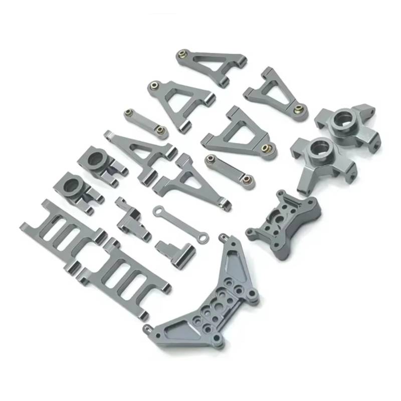 PLOQAZEH RC Car Upgrade Zubehör Für MJX 14301 14302 1/14 Metall Querlenker Lenkung Cup Link Rod Lenkung Montage Shock Tower Set RC Auto Upgrade Teile Kit(Gray) von PLOQAZEH