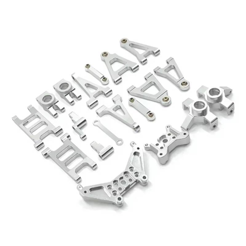 PLOQAZEH RC Car Upgrade Zubehör Für MJX 14301 14302 1/14 Metall Querlenker Lenkung Cup Link Rod Lenkung Montage Shock Tower Set RC Auto Upgrade Teile Kit(Silver) von PLOQAZEH