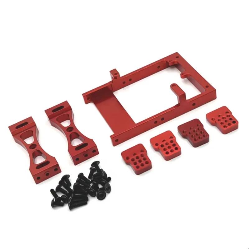 PLOQAZEH RC Car Upgrade Zubehör Für MN 1/12 Für WPL 1/16 Querträger Lenkgetriebe Stoßdämpferhalterung Rc Modell Crawler Auto LKW Zubehör Upgrade Teile(Red) von PLOQAZEH