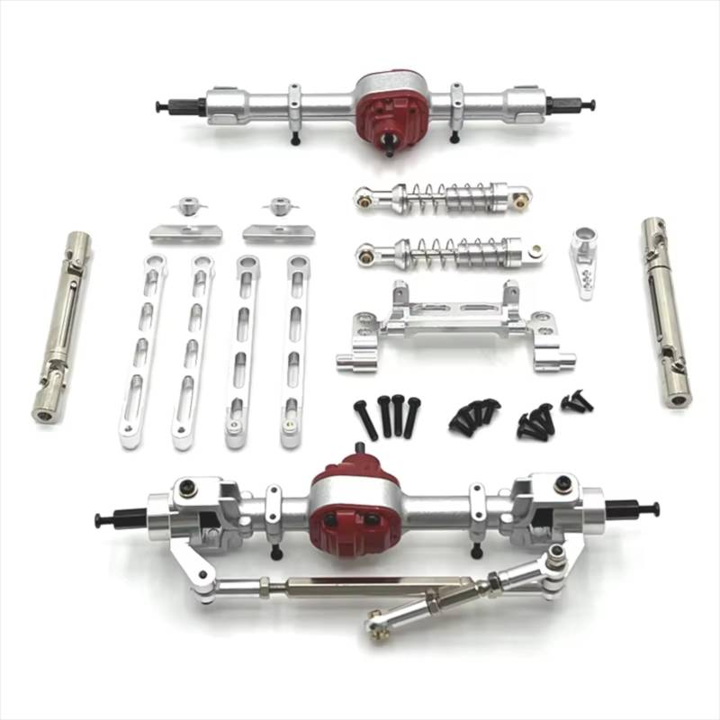 PLOQAZEH RC Car Upgrade Zubehör Für MN Für MN82 LC79 Für MN78 1/12 Metall Vorder- Und Hinteren Komponenten Kit Fernbedienung Modell Auto Upgrade Teile Zubehör(Silver) von PLOQAZEH
