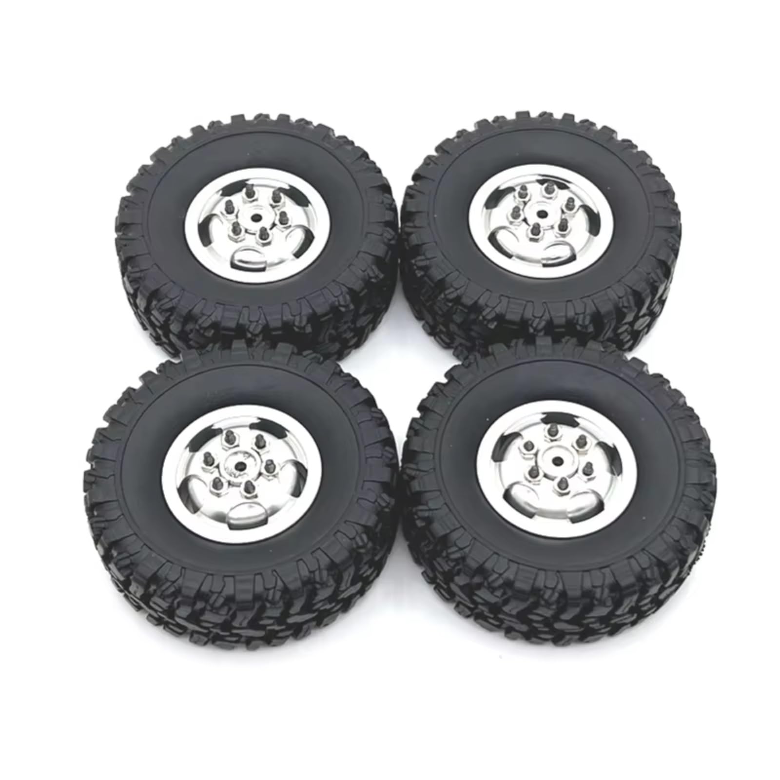 PLOQAZEH RC Car Upgrade Zubehör Für MN Für MN82 LC79 Für MN78 Für WPL C14 C24 1/16 1/12 Naughty Dragon Metall-Upgrade-Räder Und Reifen Fernbedienungsautozubehör(Silver) von PLOQAZEH
