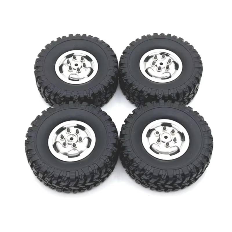 PLOQAZEH RC Car Upgrade Zubehör Für MN Für MN82 LC79 Für MN78 Für WPL C14 C24 1/16 1/12 Naughty Dragon Metall-Upgrade-Räder Und Reifen Fernbedienungsautozubehör(Silver) von PLOQAZEH