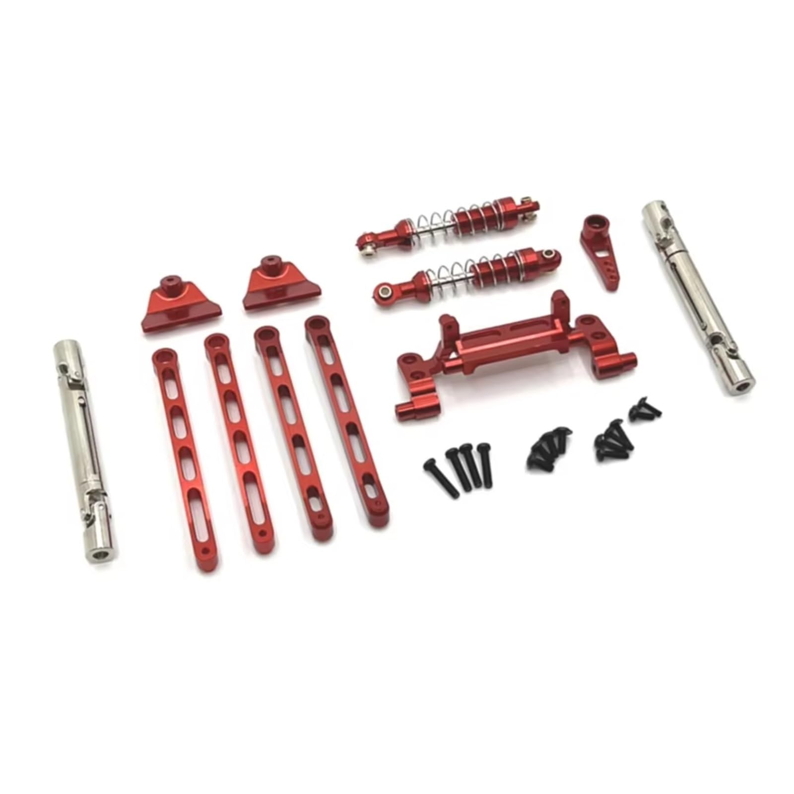 PLOQAZEH RC Car Upgrade Zubehör Für MN82 LC79 Für MN78 1/12 Metall Für Chassis Link Rod Zugstange Montieren Stoßdämpfer Antriebswelle Set RC Auto Upgrade Teile Ersatz(Red) von PLOQAZEH