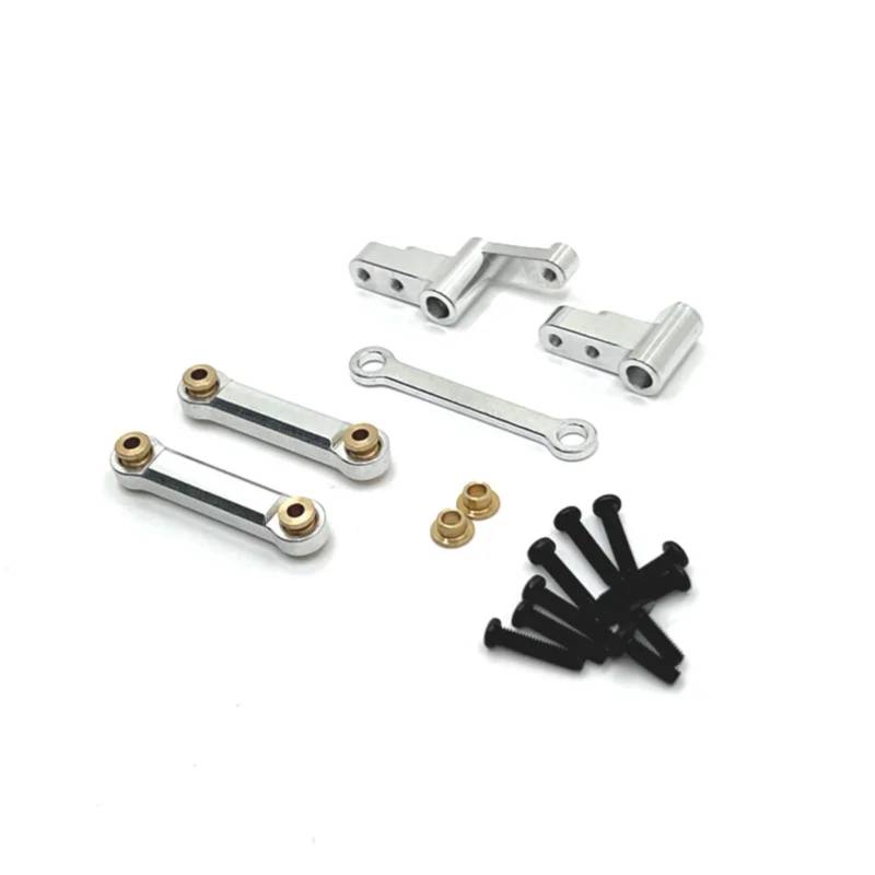 PLOQAZEH RC Car Upgrade Zubehör Für Mjx 14301 14302 14303 1/14 Metall Upgrade Lenkung Stange Fernbedienung Rc Modell Crawler Auto LKW Upgrade Teile(Silver) von PLOQAZEH