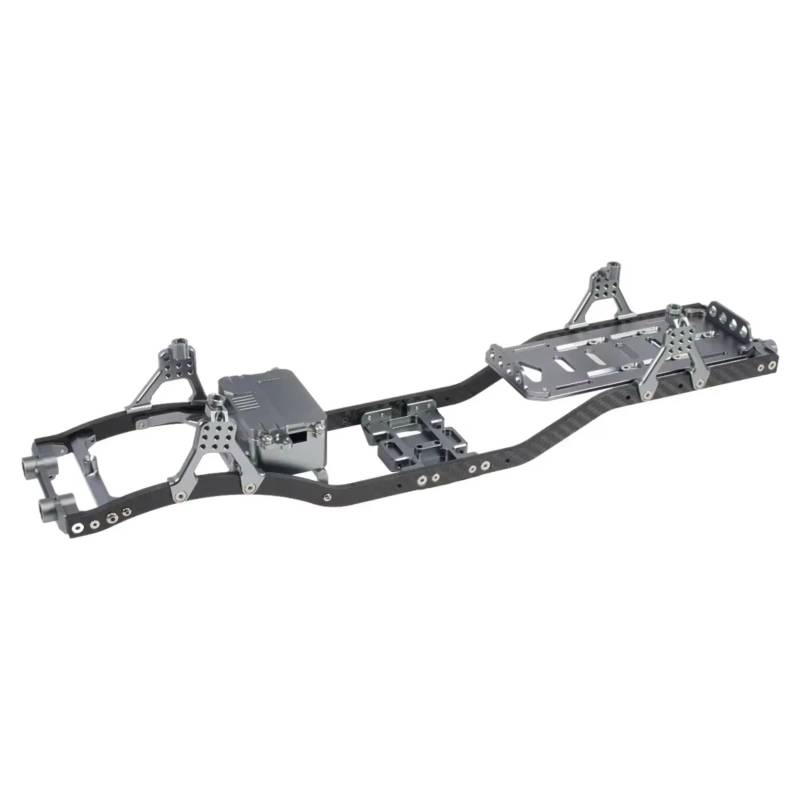 PLOQAZEH RC Car Upgrade Zubehör Für SCX10 Für Chassis 1/10 Mit Carbon Fiber Schienen Aluminium Brace Skid Plate Einstellbare Shock Mount Batterie Fach RC Crawler Upgrade Ersatz(Gray) von PLOQAZEH