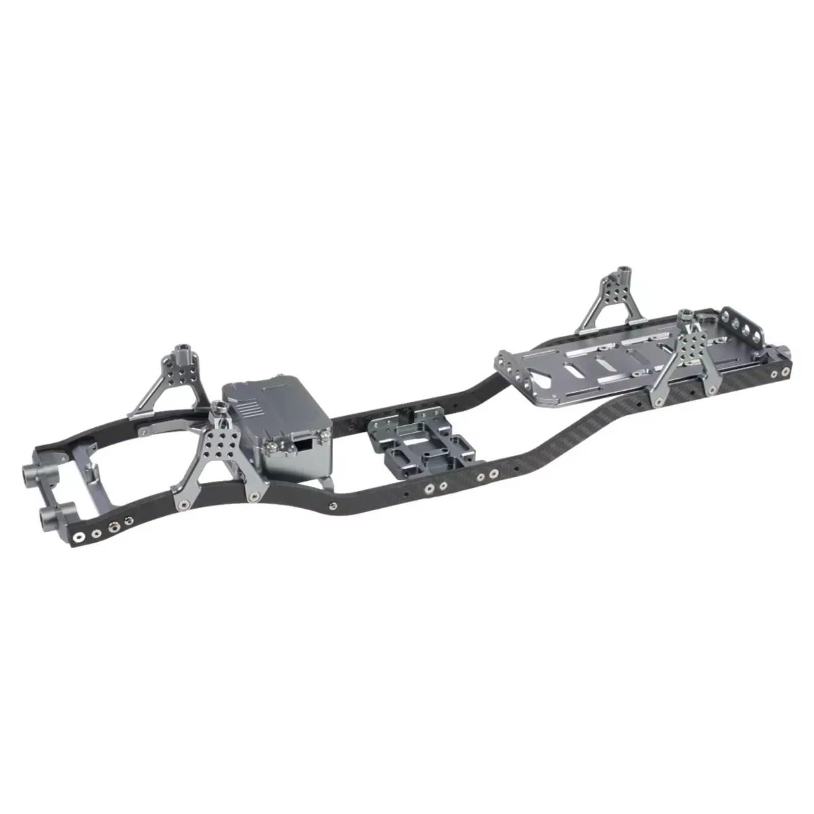 PLOQAZEH RC Car Upgrade Zubehör Für SCX10 Für Chassis 1/10 Set RC Crawler Mit Carbon Fiber Schienen Metall Brace Skid PlateAdjustable Shock Batterie Fach Zubehör Ersatz(Gray) von PLOQAZEH