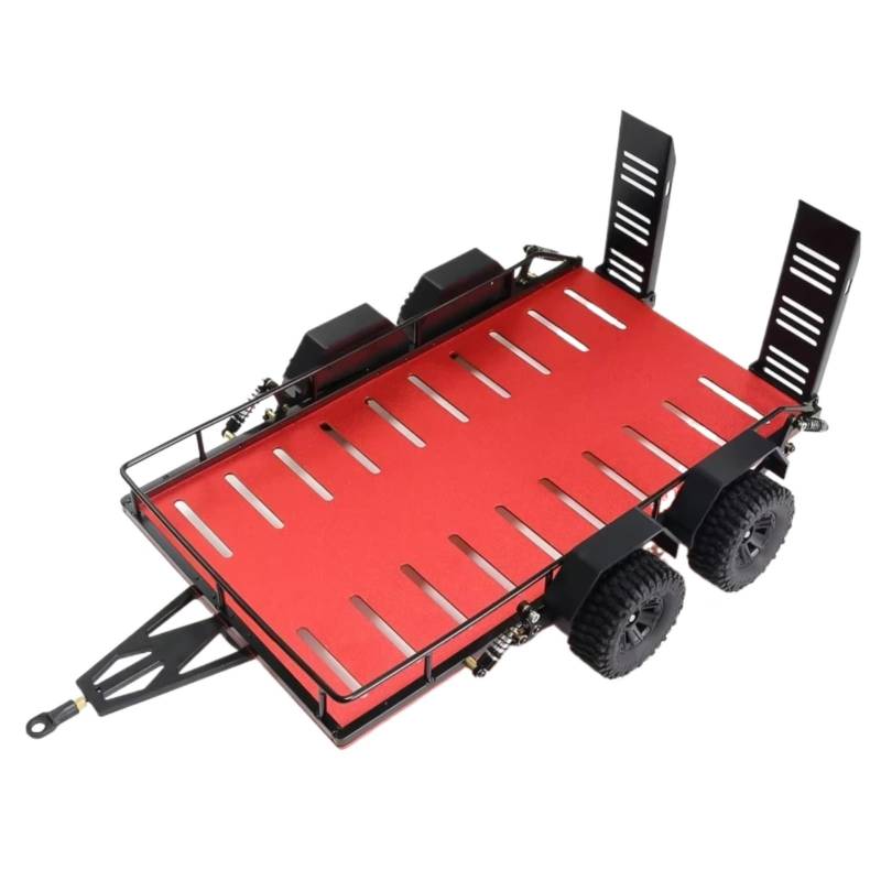 PLOQAZEH RC Car Upgrade Zubehör Für TRX4M 1/18 Metall Anhänger Auto Fracht Träger RC Crawler Auto Upgrade Teile Zubehör(Red) von PLOQAZEH