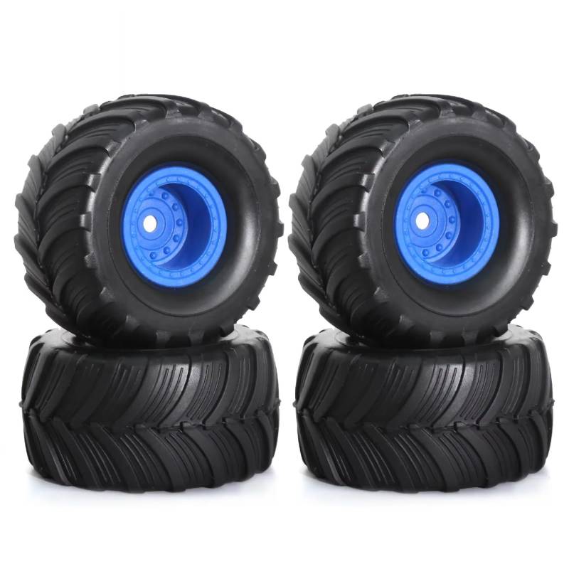 PLOQAZEH RC Car Upgrade Zubehör Für TRX4M 1/24 1/18 Für FMS Für FCX24 Für Axial Für SCX24 AX24 4 Stücke 52mm 1.0 "Monster Truck Felge Reifen Set RC Crawler Auto Upgrade Teile(Blue) von PLOQAZEH