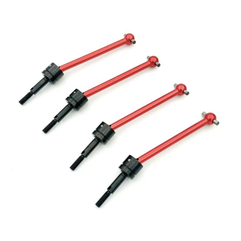 PLOQAZEH RC Car Upgrade Zubehör Für Tamiya DT03 Für TT02B Für TT-02B 4 Pcs Metall Für Universal Antriebswelle CVD (64mm) RC Auto Upgrade Teile Zubehör(Red) von PLOQAZEH