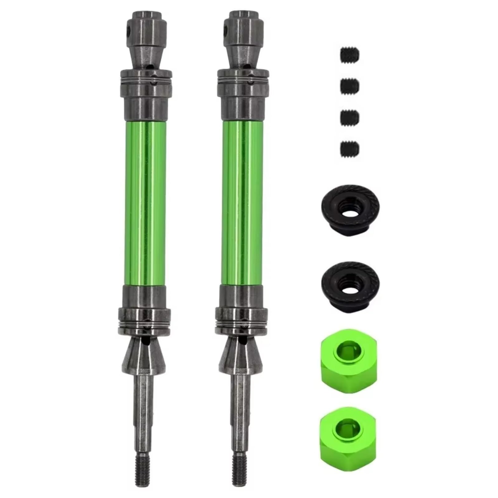 PLOQAZEH RC Car Upgrade Zubehör Für Traxxas Für Slash 2WD Für VXL 4X4 1/10 Für Hoss Für Stampede 2Pcs Stahl Hinten Antriebswelle Antriebswelle CVD 6852R RC Auto Upgrade Teile(Green) von PLOQAZEH
