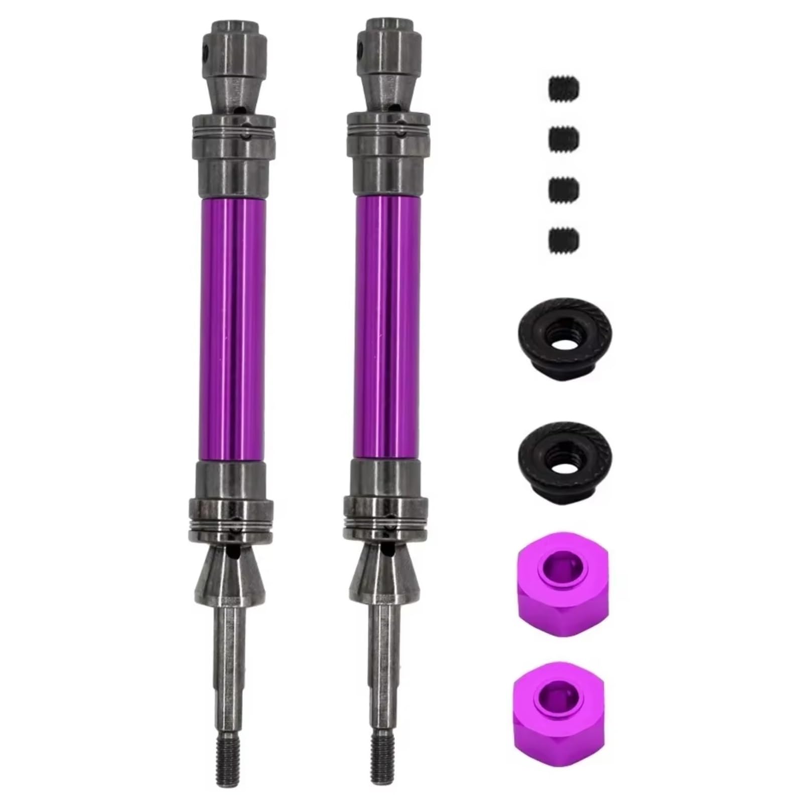 PLOQAZEH RC Car Upgrade Zubehör Für Traxxas Für Slash 2WD Für VXL 4X4 1/10 Für Hoss Für Stampede 2Pcs Stahl Hinten Antriebswelle Antriebswelle CVD 6852R RC Auto Upgrade Teile(Purple) von PLOQAZEH