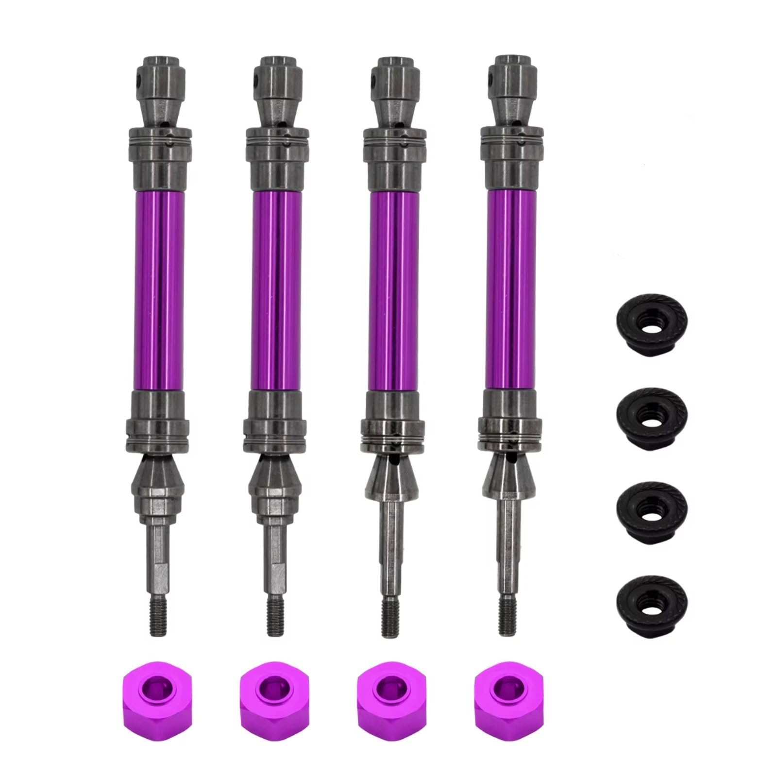 PLOQAZEH RC Car Upgrade Zubehör Für Traxxas Für Slash Für Rustler Für Stampede Für Hoss Für VXL 4X4 1/10 Metall-Antriebswelle Vorne Und Hinten CVD RC-Auto-Upgrade-Teile(Purple,4pcs) von PLOQAZEH