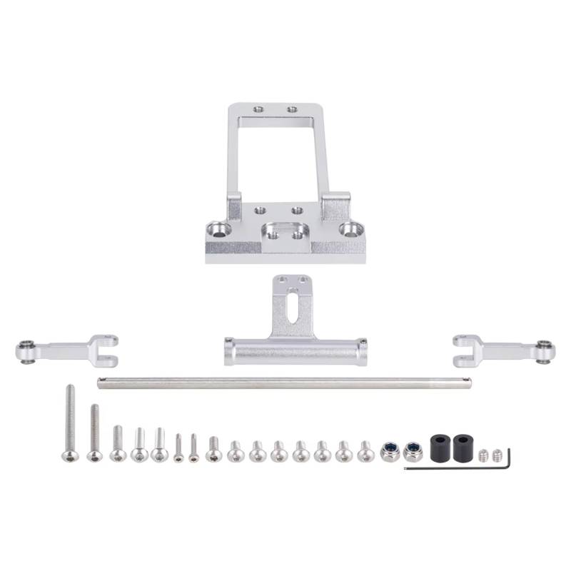 PLOQAZEH RC Car Upgrade Zubehör Für Vanquish Für Wraith Achse RR10 SMT10 1/10 BTA Servo Halterung Mit Voll Hydraulische Lenkung Zylinder Kit RC Crawler Roll Cage DIY(Silver) von PLOQAZEH