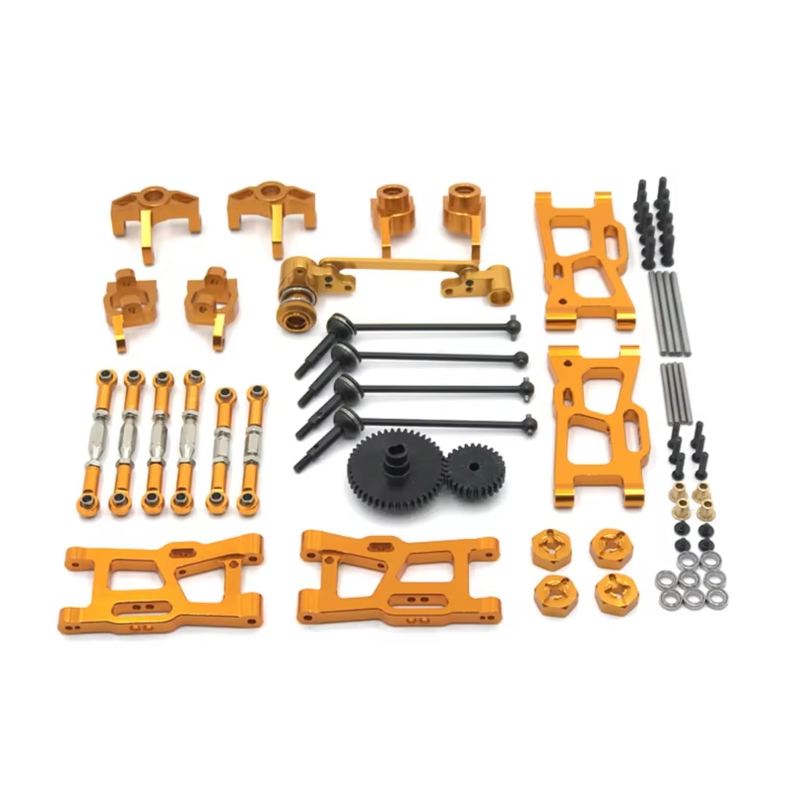 PLOQAZEH RC Car Upgrade Zubehör Für WLtoys 124016 124017-18 144001 144010 Metall-Upgrade-Kit Antriebswelle Zugstange Für Schwenkarm-Lenkbechergetriebe RC-Autoteile Ersatz(Yellow) von PLOQAZEH