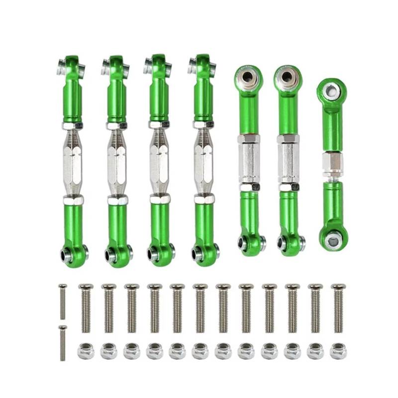 PLOQAZEH RC Car Upgrade Zubehör Für WLtoys 144001 124018 124019 1/14 Metall Link Servo Spurstange Spurstange Kit RC Auto Upgrade Teile Zubehör(Green) von PLOQAZEH