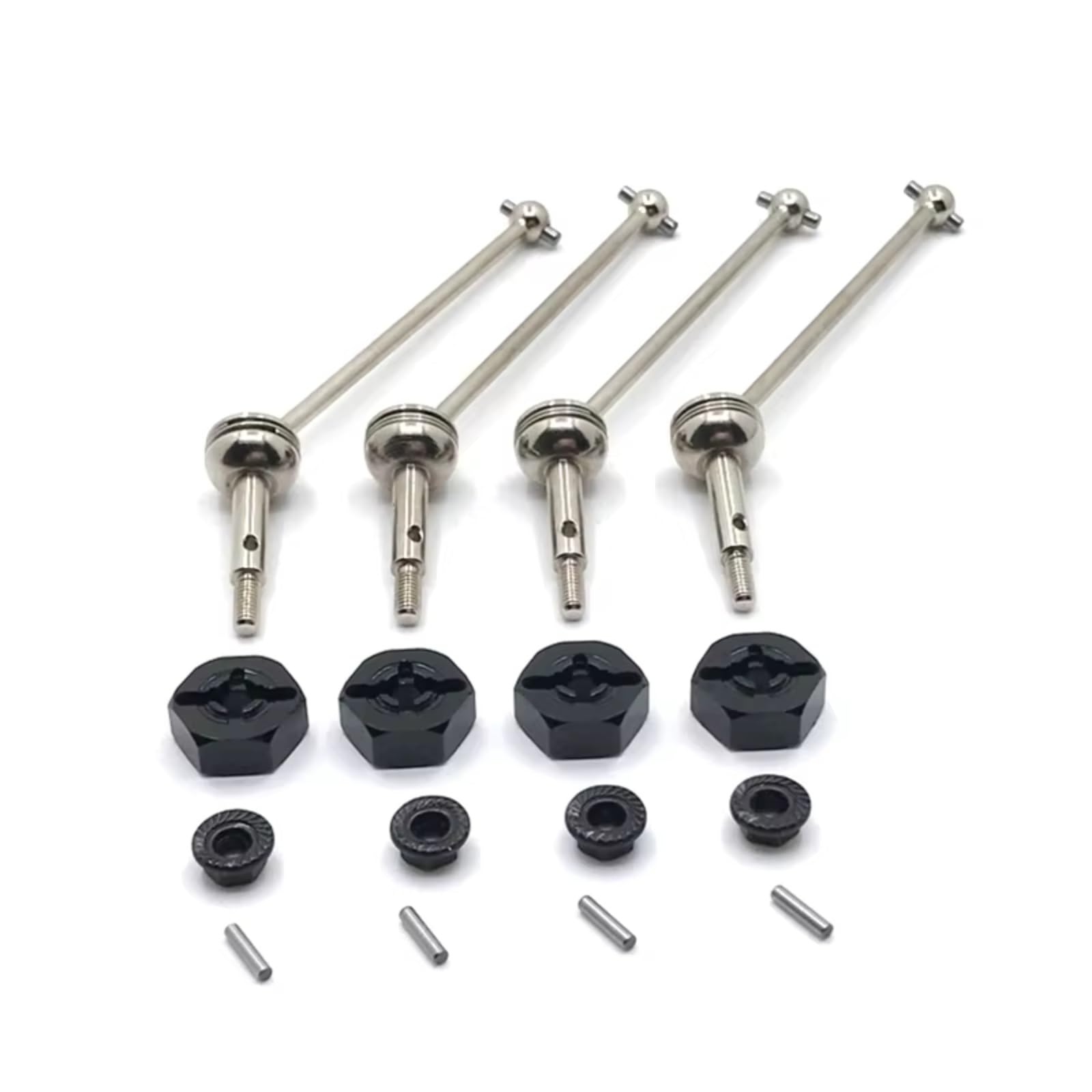 PLOQAZEH RC Car Upgrade Zubehör Für WLtoys 144001 144002 144010 124016 124017 124018 124019 12mm Metalladapter Vorne Und Hinten Antriebswellen RC Auto Upgrade Teile(Black) von PLOQAZEH