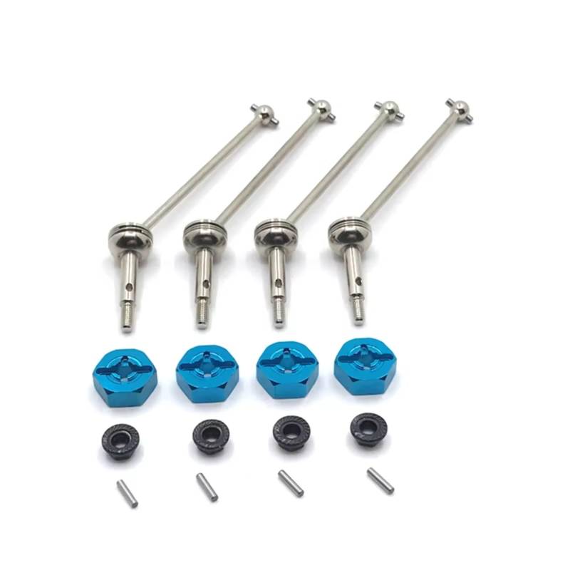 PLOQAZEH RC Car Upgrade Zubehör Für WLtoys 144001 144002 144010 124016 124017 124018 124019 12mm Metalladapter Vorne Und Hinten Antriebswellen RC Auto Upgrade Teile(Blue) von PLOQAZEH