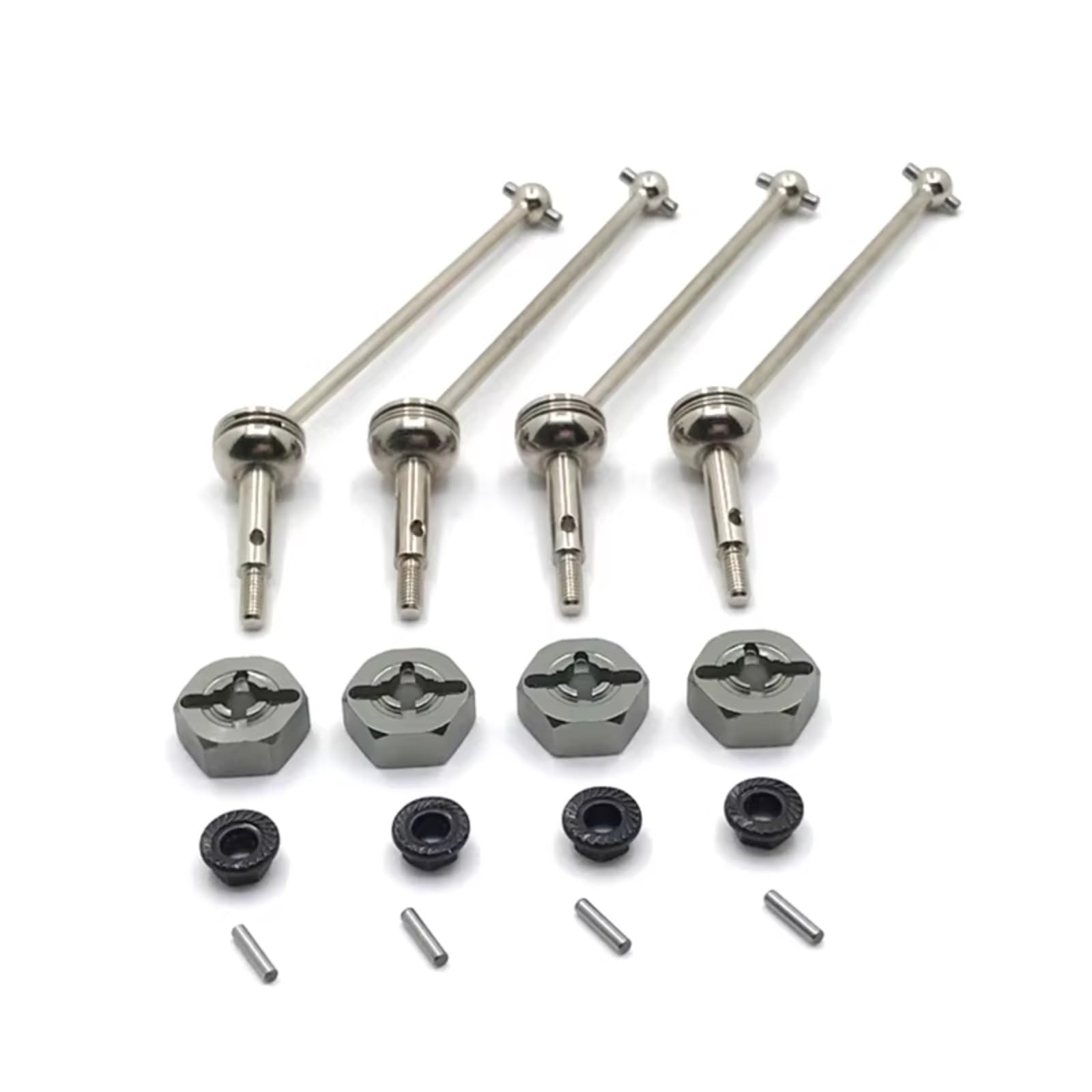 PLOQAZEH RC Car Upgrade Zubehör Für WLtoys 144001 144002 144010 124016 124017 124018 124019 12mm Metalladapter Vorne Und Hinten Antriebswellen RC Auto Upgrade Teile(Gray) von PLOQAZEH
