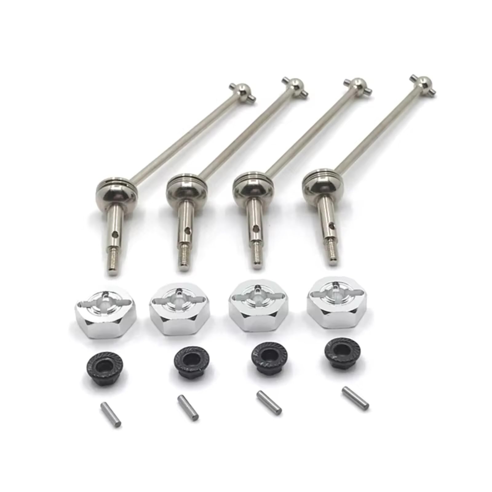 PLOQAZEH RC Car Upgrade Zubehör Für WLtoys 144001 144002 144010 124016 124017 124018 124019 12mm Metalladapter Vorne Und Hinten Antriebswellen RC Auto Upgrade Teile(Silver) von PLOQAZEH