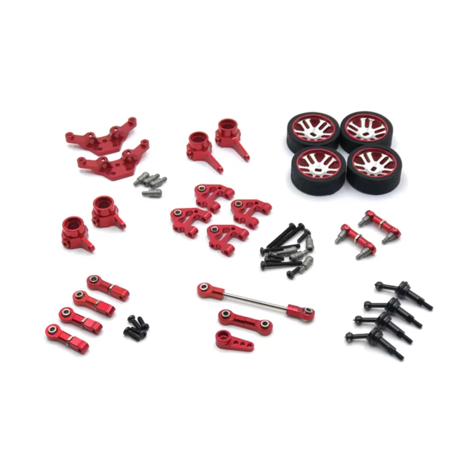 PLOQAZEH RC Car Upgrade Zubehör Für WLtoys 284131 K969 K979 K989 K999 P929 P939 Rad Für Schwinge Lenkbecher Pleuel Antriebswelle Servoarm RC Autoteile(Red) von PLOQAZEH
