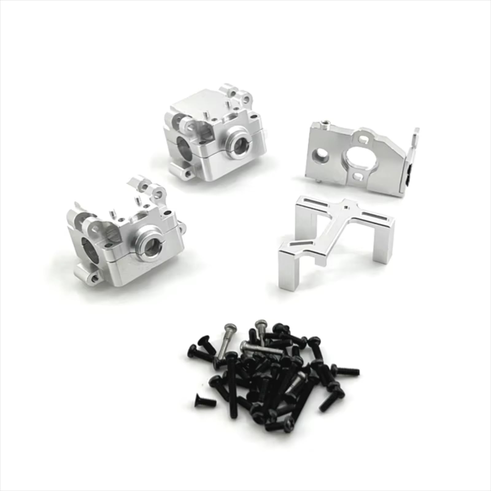 PLOQAZEH RC Car Upgrade Zubehör Für WLtoys 284161 284010 284131 K989 K969 K979 P929 1/28 Metall Getriebe Motor Basis Lenkgetriebe Basis RC Auto Upgrade Teile(Silver) von PLOQAZEH