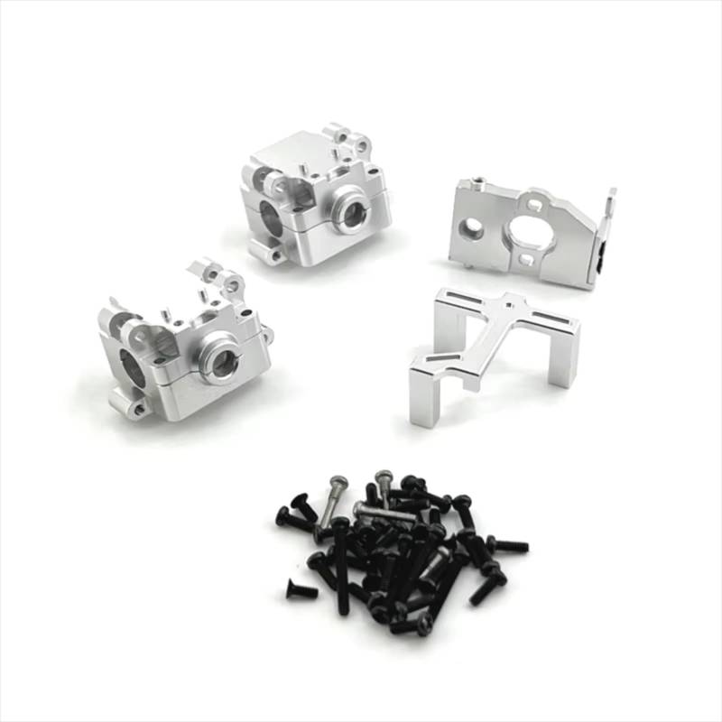 PLOQAZEH RC Car Upgrade Zubehör Für WLtoys 284161 284010 284131 K989 K969 K979 P929 1/28 Metall Getriebe Motor Basis Lenkgetriebe Basis RC Auto Upgrade Teile(Silver) von PLOQAZEH