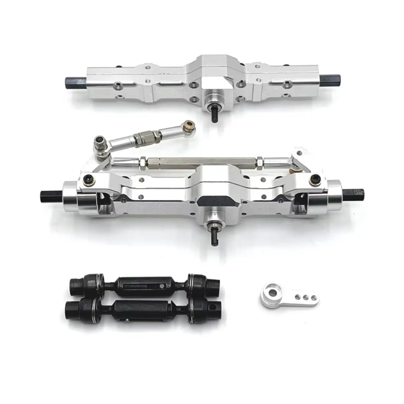PLOQAZEH RC Car Upgrade Zubehör Für WPL 1/10 C74 1/16 Metall-Upgrade Vorder- Und Hinterachse Montage Antriebswelle RC Auto Upgrade Teile Zubehör Ersatz Verwendung(Silver) von PLOQAZEH