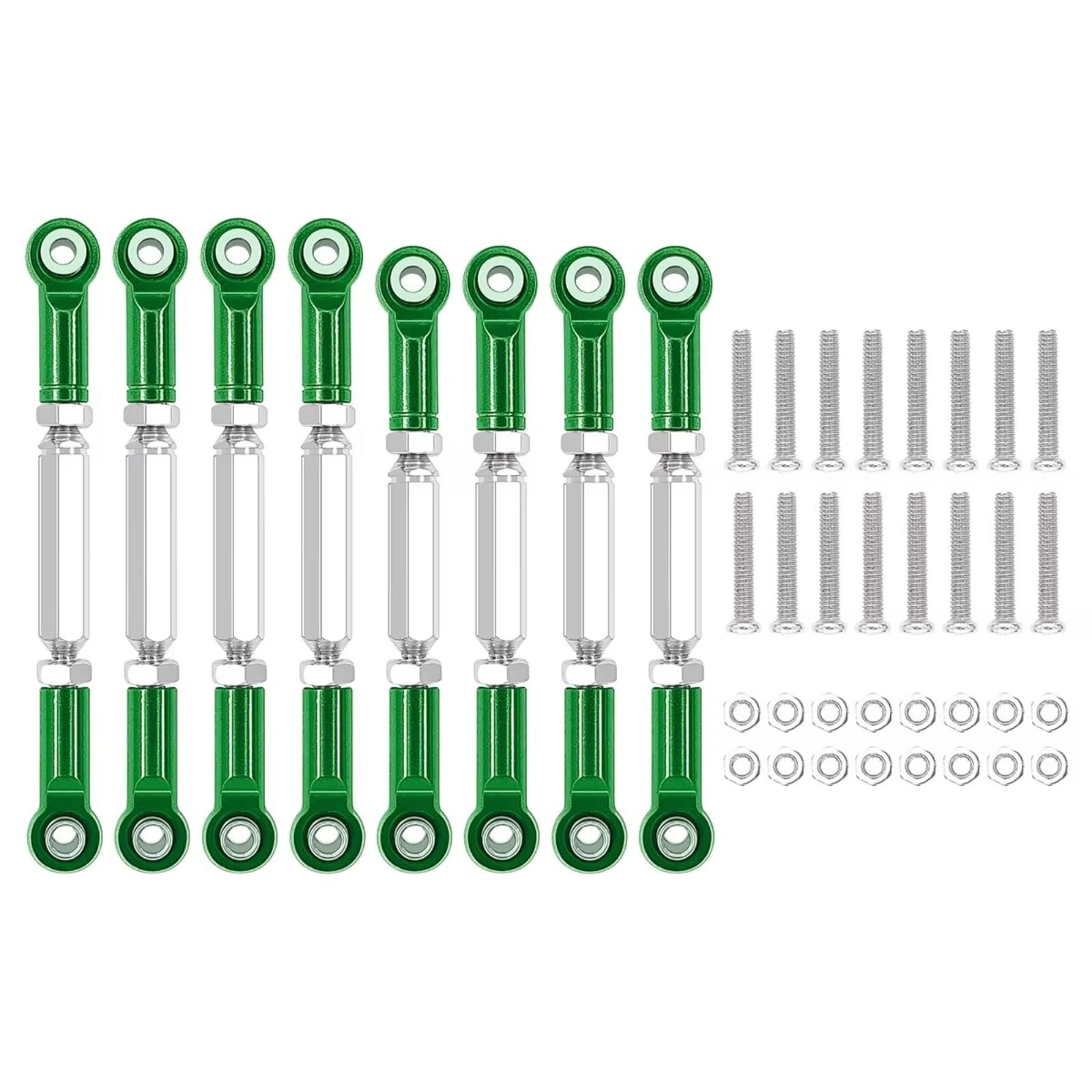 PLOQAZEH RC Car Upgrade Zubehör Für WPL B14 C14 C24 C-14K C-24K Für MN MN90 MN95 MN99 1/16 8 Pcs Metall Spurstange Lenkung Servo Linkage Arm Spurstange Ende RC Auto Teile(Green) von PLOQAZEH