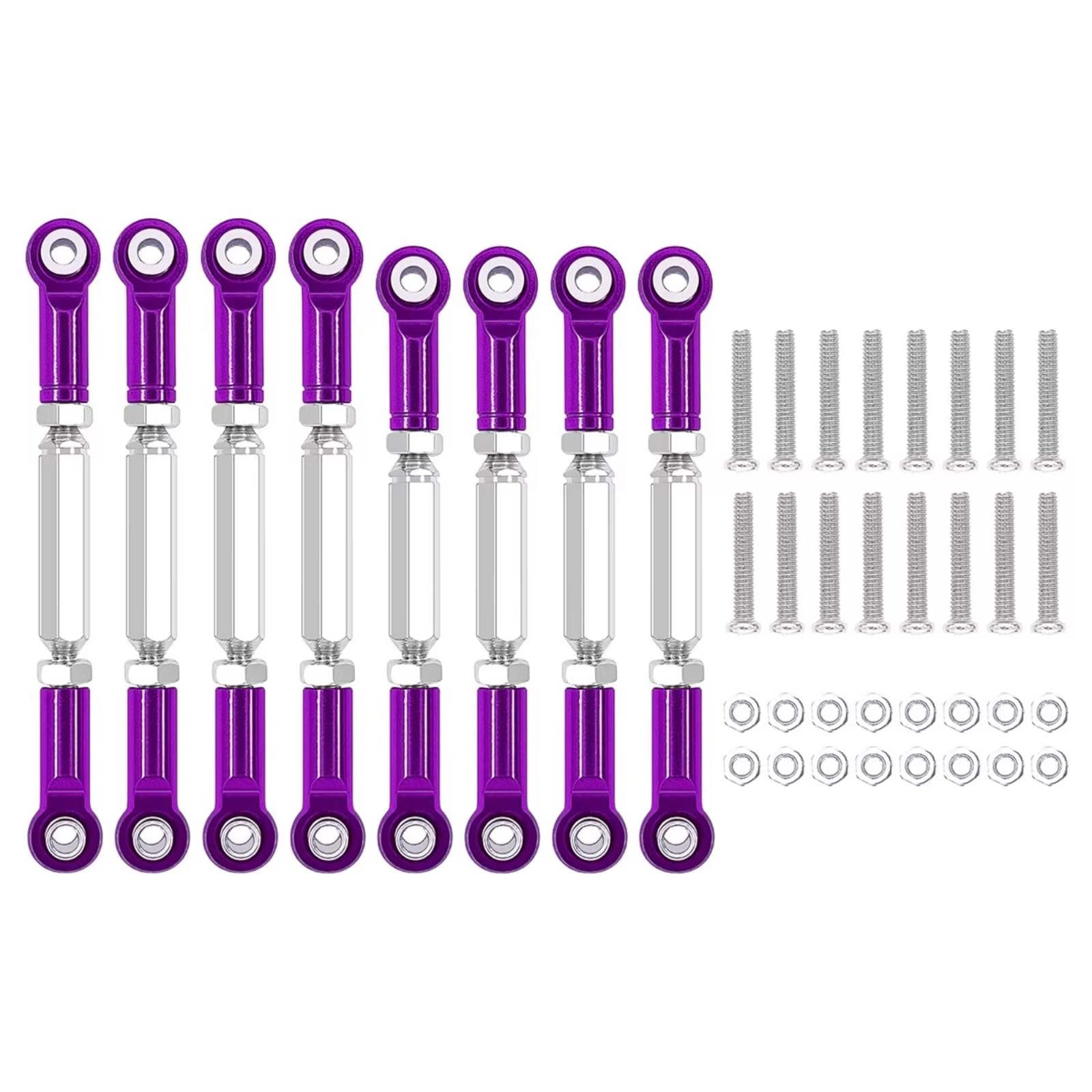 PLOQAZEH RC Car Upgrade Zubehör Für WPL B14 C14 C24 C-14K C-24K Für MN MN90 MN95 MN99 1/16 8 Pcs Metall Spurstange Lenkung Servo Linkage Arm Spurstange Ende RC Auto Teile(Purple) von PLOQAZEH