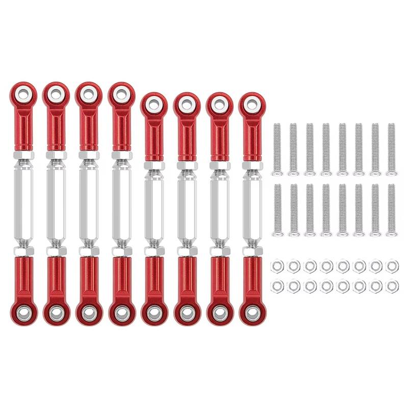 PLOQAZEH RC Car Upgrade Zubehör Für WPL B14 C14 C24 C-14K C-24K Für MN MN90 MN95 MN99 1/16 8 Pcs Metall Spurstange Lenkung Servo Linkage Arm Spurstange Ende RC Auto Teile(Red) von PLOQAZEH