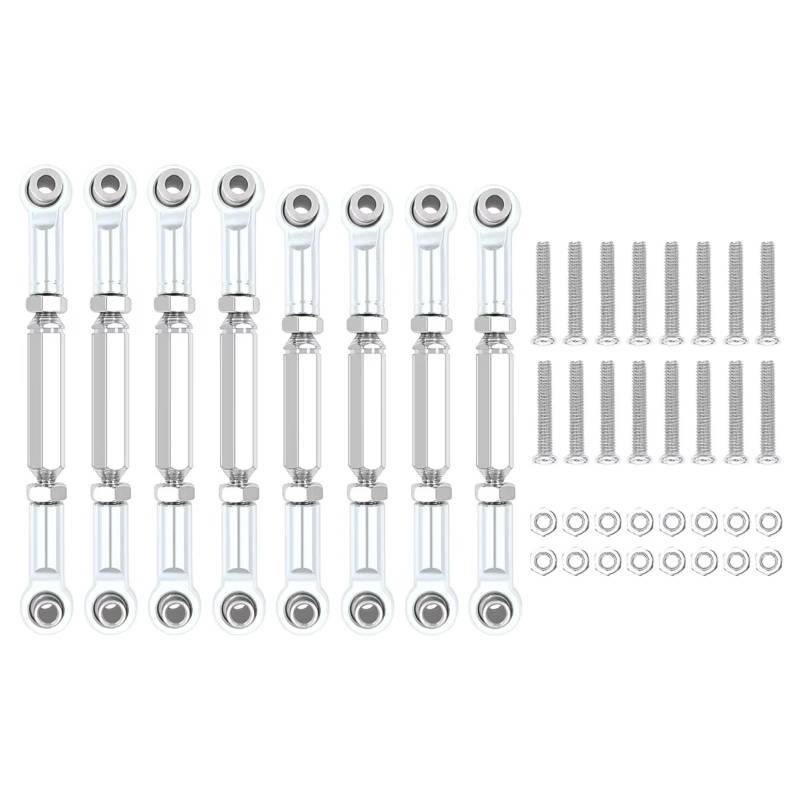 PLOQAZEH RC Car Upgrade Zubehör Für WPL B14 C14 C24 C-14K C-24K Für MN MN90 MN95 MN99 1/16 8 Pcs Metall Spurstange Lenkung Servo Linkage Arm Spurstange Ende RC Auto Teile(Silver) von PLOQAZEH
