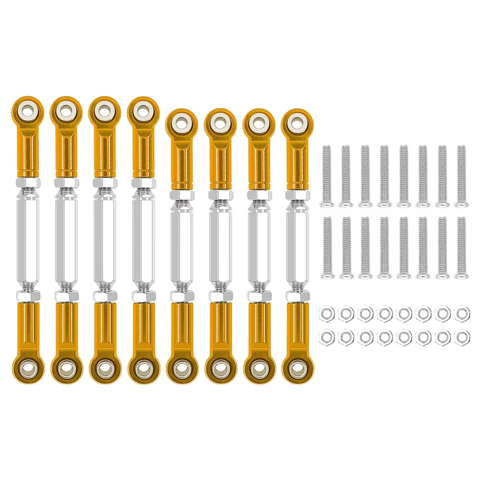 PLOQAZEH RC Car Upgrade Zubehör Für WPL B14 C14 C24 C-14K C-24K Für MN MN90 MN95 MN99 1/16 8 Pcs Metall Spurstange Lenkung Servo Linkage Arm Spurstange Ende RC Auto Teile(Yellow) von PLOQAZEH