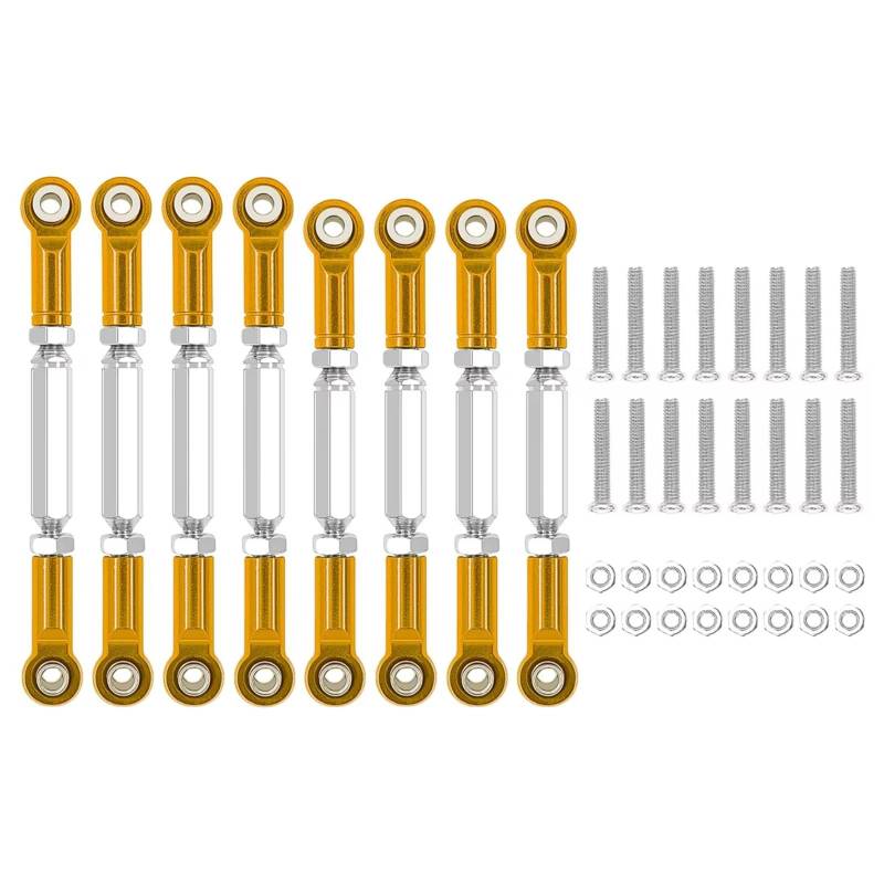 PLOQAZEH RC Car Upgrade Zubehör Für WPL B14 C14 C24 C-14K C-24K Für MN MN90 MN95 MN99 1/16 8 Pcs Metall Spurstange Lenkung Servo Linkage Arm Spurstange Ende RC Auto Teile(Yellow) von PLOQAZEH