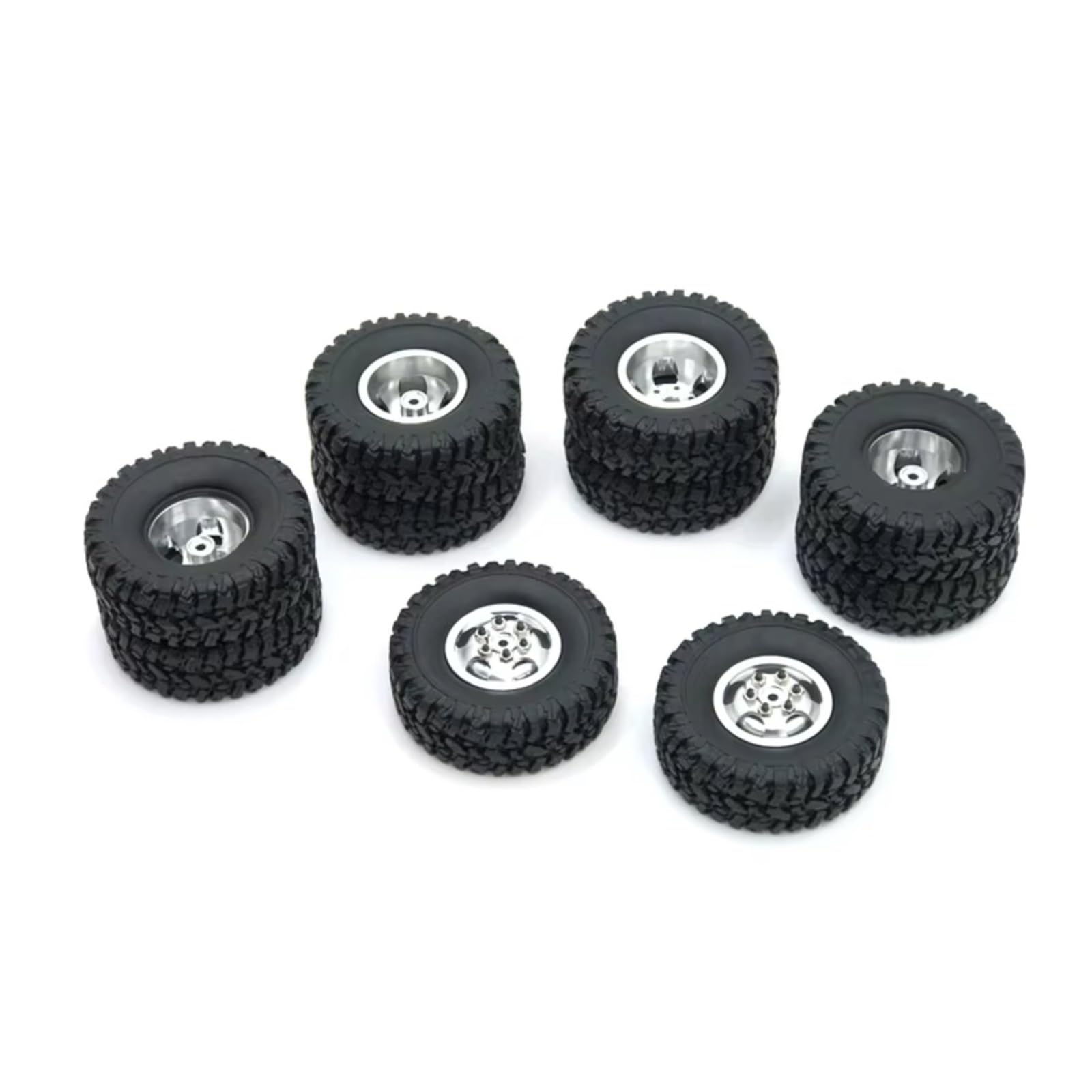 PLOQAZEH RC Car Upgrade Zubehör Für WPL B16 B36 Für JJRC Q60 Q63 Q64 Für Fayee FY004 Für MN-77 6WD 6X6 Doppelrad Metallradnabe Felge Reifen RC Auto Upgrades Teile(Silver) von PLOQAZEH