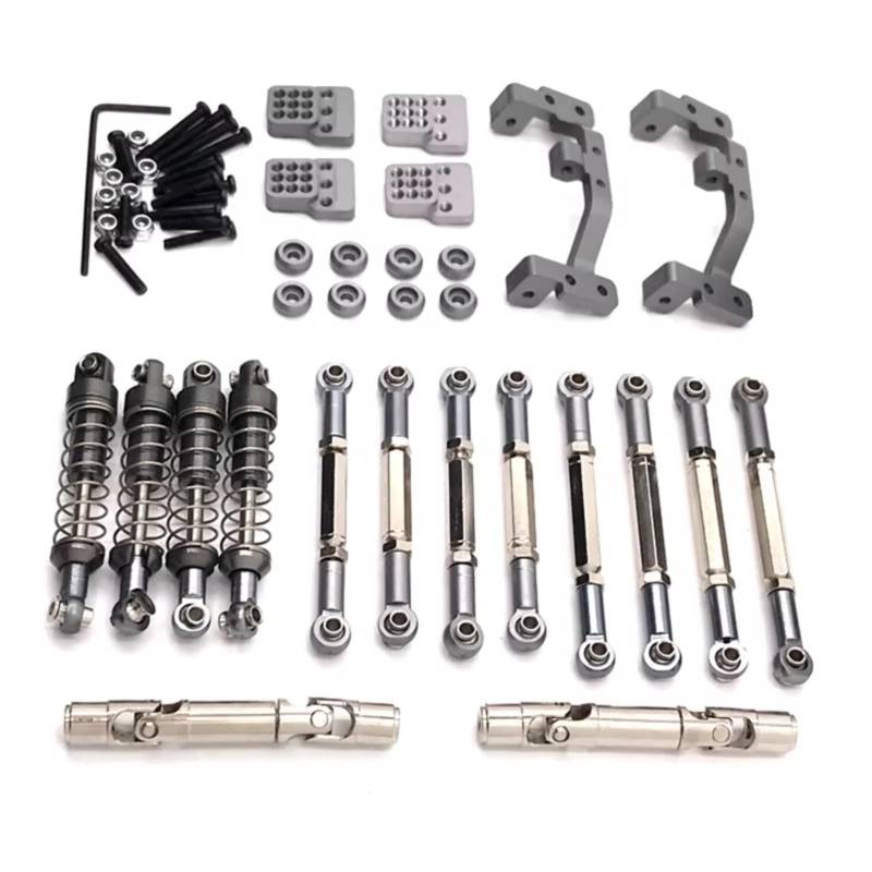 PLOQAZEH RC Car Upgrade Zubehör Für WPL C14 C24 1/16 Für Feiyu FY003-5A Spurstangen Antriebswellen Stoßdämpfer Metall Upgrade Teile Teile Upgrade Und Replacemen(Gray) von PLOQAZEH