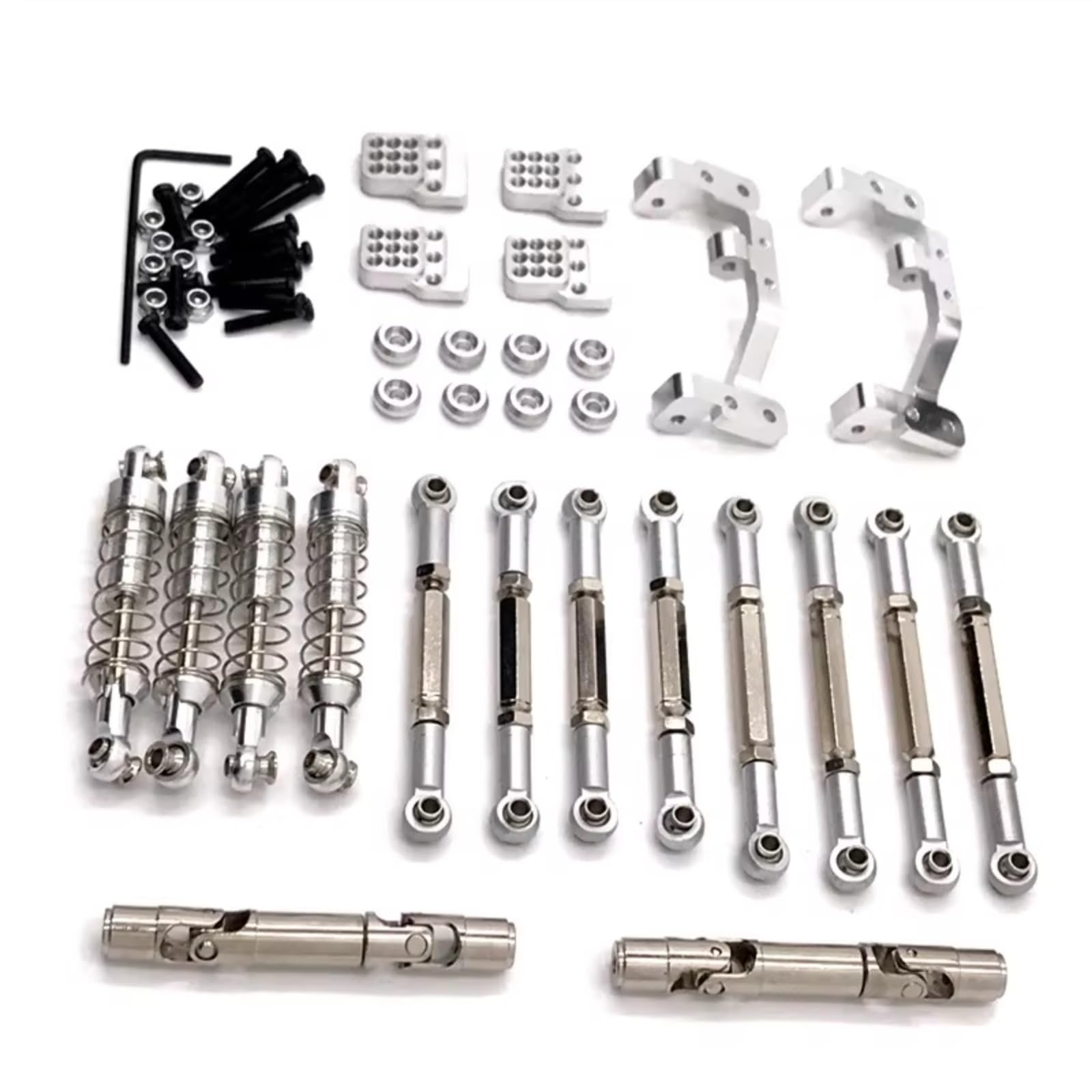 PLOQAZEH RC Car Upgrade Zubehör Für WPL C14 C24 1/16 Für Feiyu FY003-5A Spurstangen Antriebswellen Stoßdämpfer Metall Upgrade Teile Teile Upgrade Und Replacemen(Silver) von PLOQAZEH