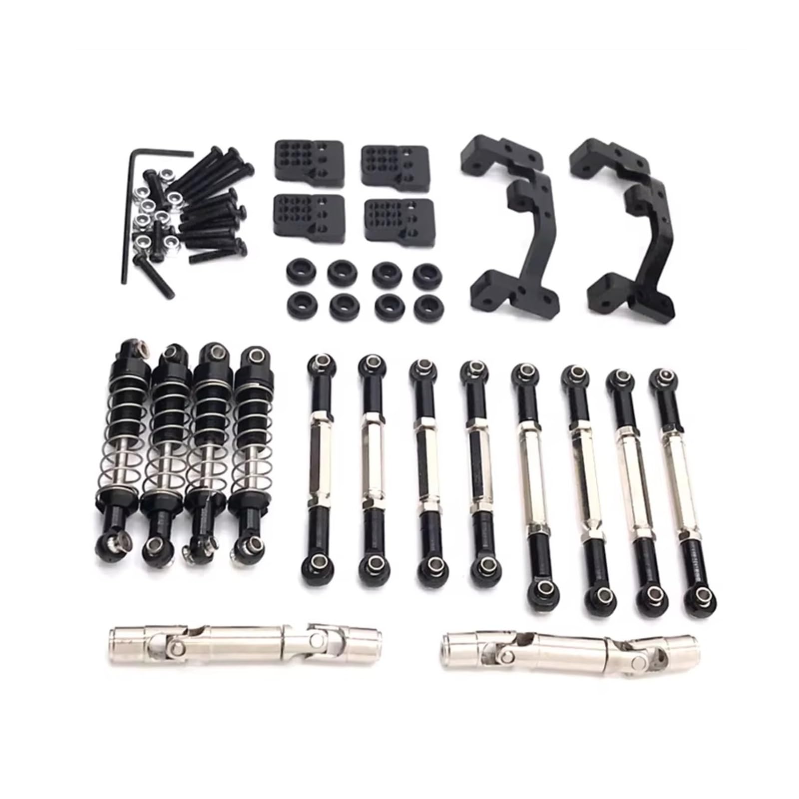 PLOQAZEH RC Car Upgrade Zubehör Für WPL C14 C24 Für Feiyu FY003-5A 1/16 Metall-Upgrade-Teile Spurstangen Antriebswellen Stoßdämpfer RC-Autoteile Upgrade-Ersatzverwendung(Black) von PLOQAZEH