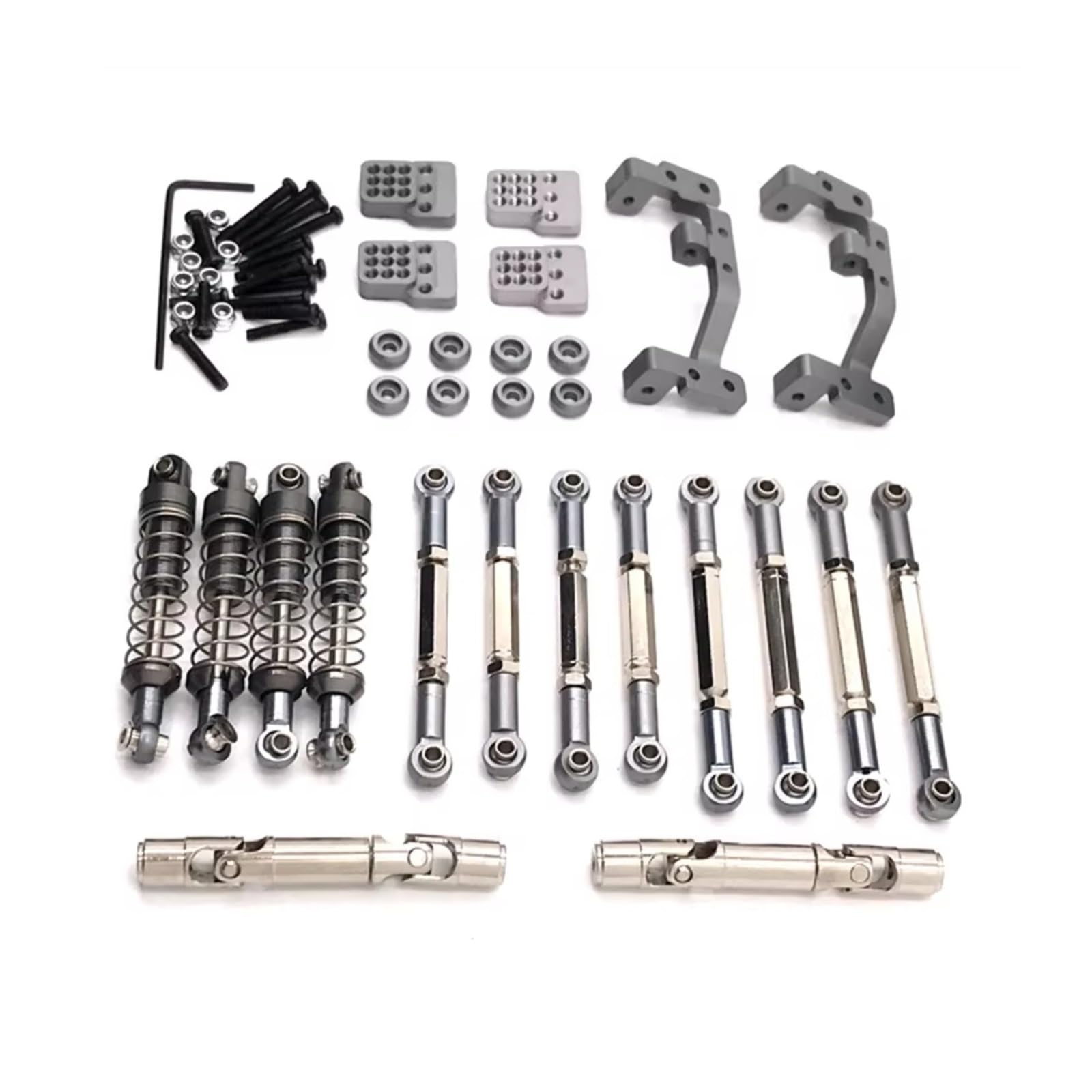 PLOQAZEH RC Car Upgrade Zubehör Für WPL C14 C24 Für Feiyu FY003-5A 1/16 Metall-Upgrade-Teile Spurstangen Antriebswellen Stoßdämpfer RC-Autoteile Upgrade-Ersatzverwendung(Gray) von PLOQAZEH