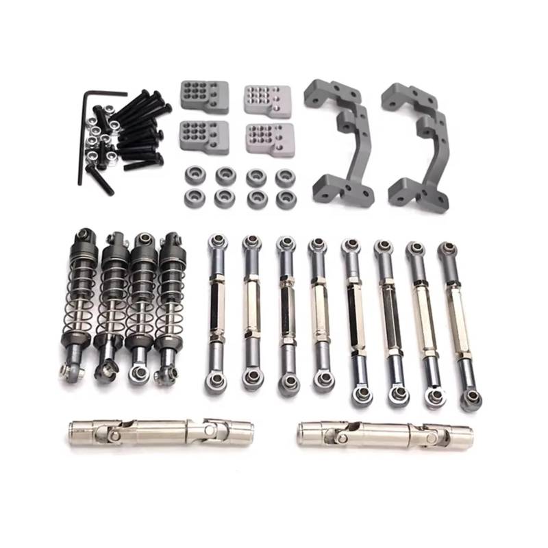 PLOQAZEH RC Car Upgrade Zubehör Für WPL C14 C24 Für Feiyu FY003-5A 1/16 Metall-Upgrade-Teile Spurstangen Antriebswellen Stoßdämpfer RC-Autoteile Upgrade-Ersatzverwendung(Gray) von PLOQAZEH