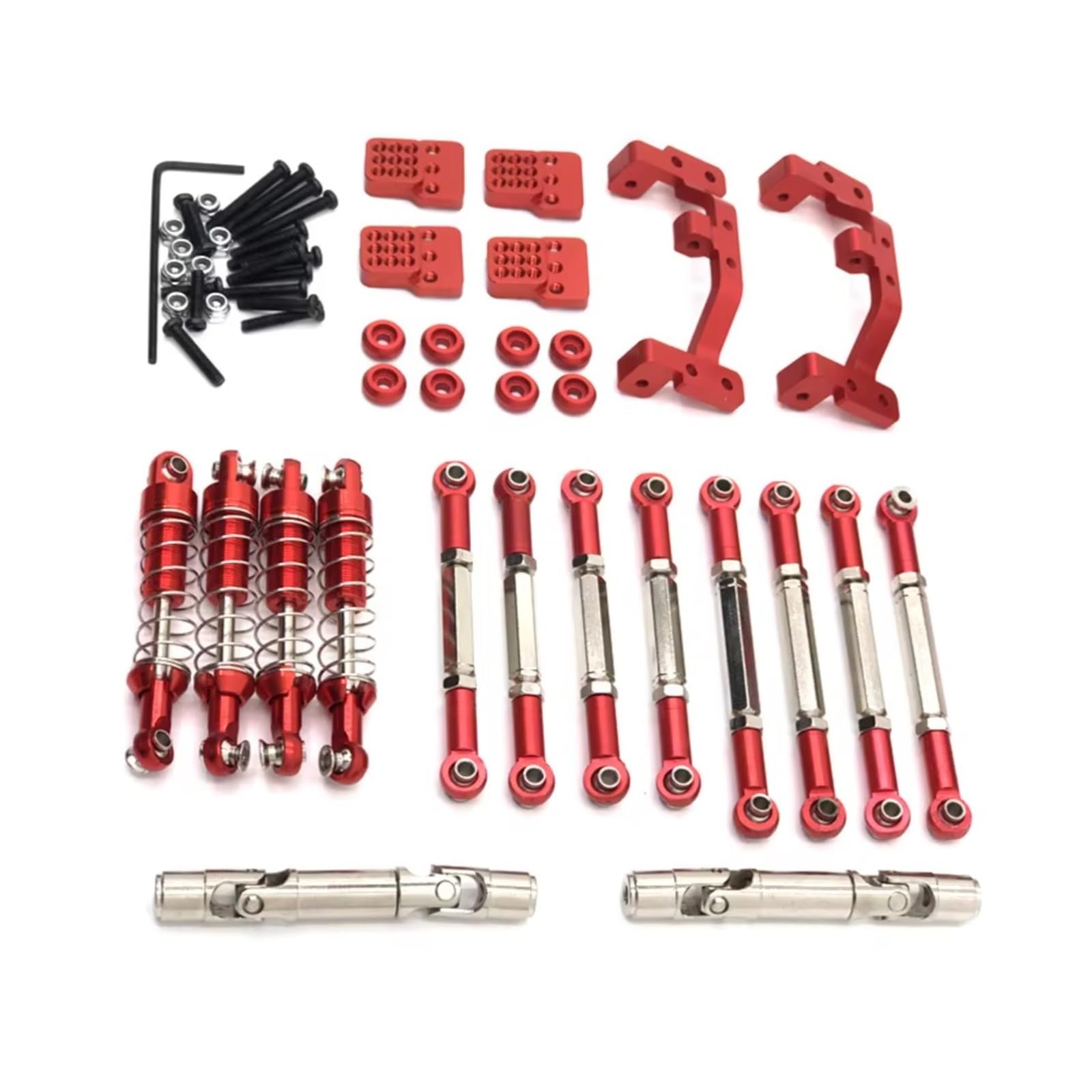PLOQAZEH RC Car Upgrade Zubehör Für WPL C14 C24 Für Feiyu FY003-5A 1/16 Metall-Upgrade-Teile Spurstangen Antriebswellen Stoßdämpfer RC-Autoteile Upgrade-Ersatzverwendung(Red) von PLOQAZEH
