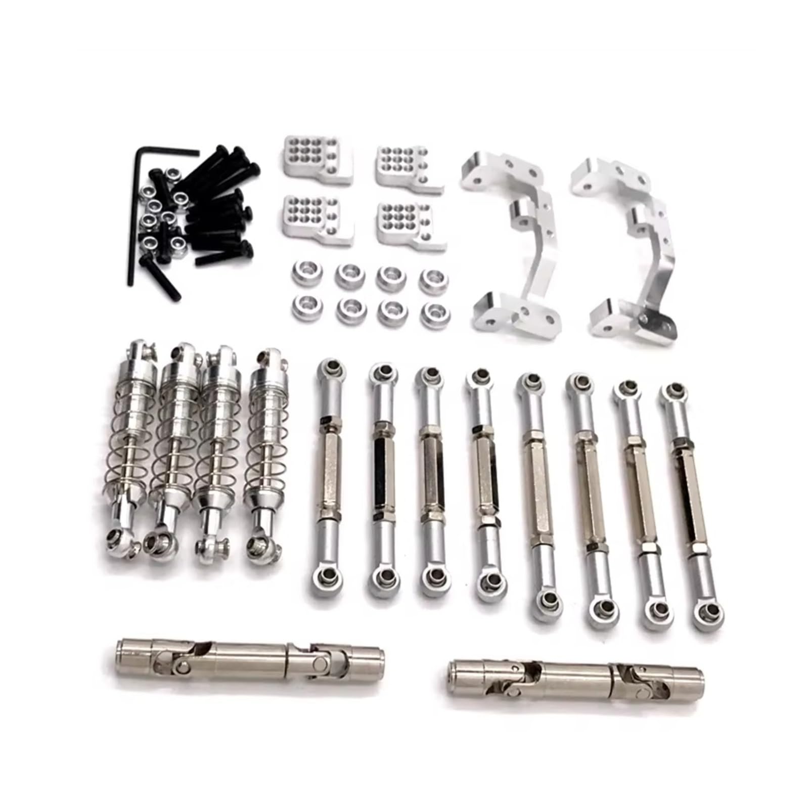 PLOQAZEH RC Car Upgrade Zubehör Für WPL C14 C24 Für Feiyu FY003-5A 1/16 Metall-Upgrade-Teile Spurstangen Antriebswellen Stoßdämpfer RC-Autoteile Upgrade-Ersatzverwendung(Silver) von PLOQAZEH