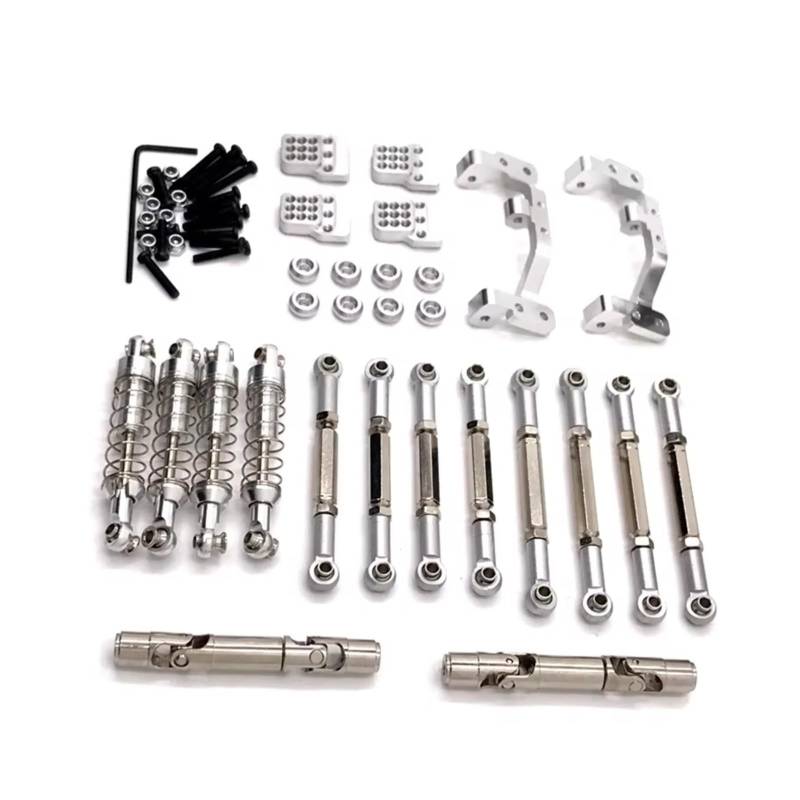 PLOQAZEH RC Car Upgrade Zubehör Für WPL C14 C24 Für Feiyu FY003-5A 1/16 Metall-Upgrade-Teile Spurstangen Antriebswellen Stoßdämpfer RC-Autoteile Upgrade-Ersatzverwendung(Silver) von PLOQAZEH