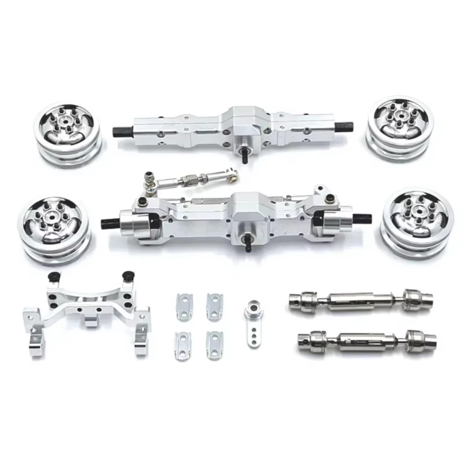 PLOQAZEH RC Car Upgrade Zubehör Für WPL C74 1/10 Metall Achse Servo Halterung Rad Hub Antriebswelle RC Auto Upgrade Teile(Silver) von PLOQAZEH