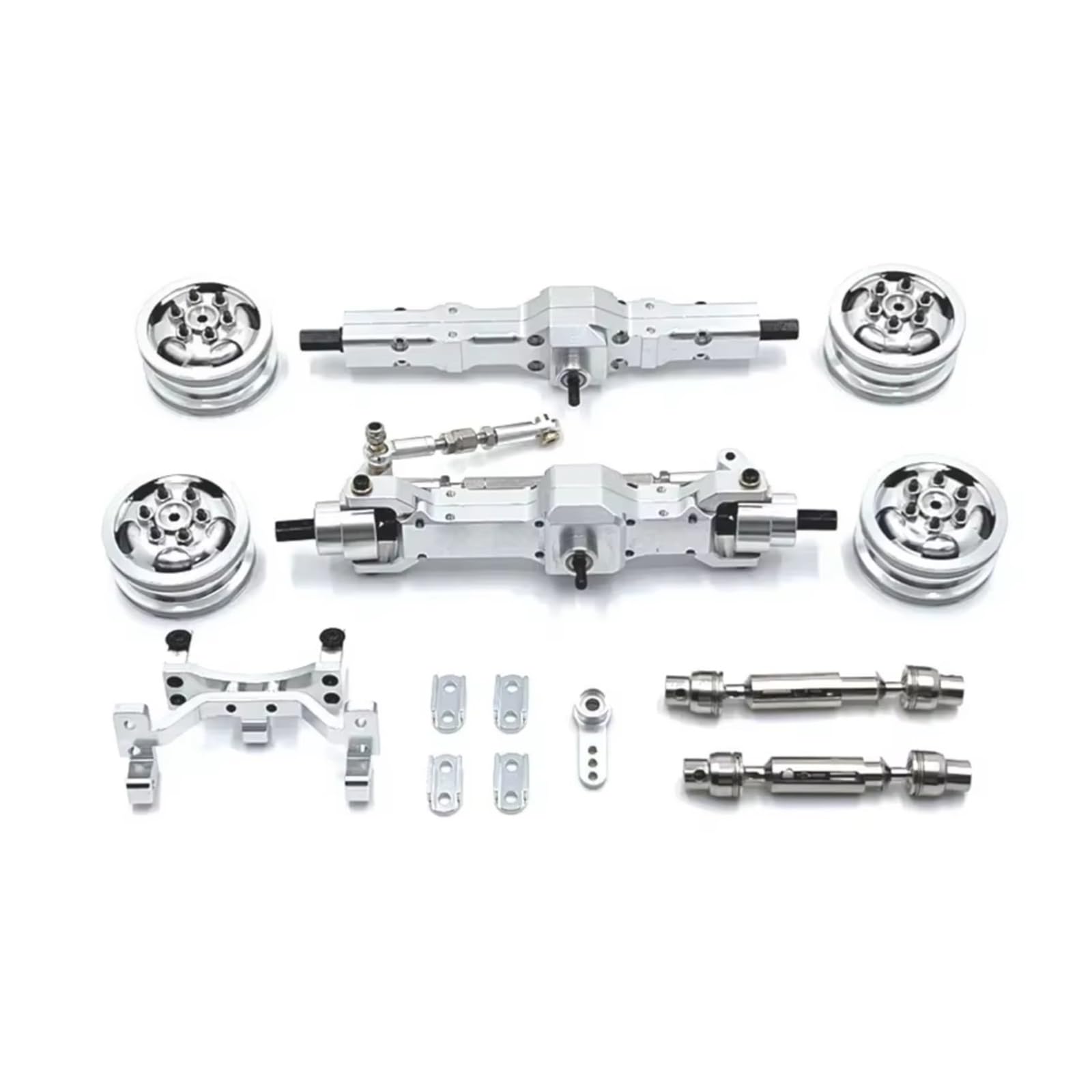 PLOQAZEH RC Car Upgrade Zubehör Für WPL C74 1/10 Metall Upgrade Achse Servo Halterung Rad Hub Antriebswelle Set RC Auto Teile Zubehör Upgrade Und Ersatz Verwenden(Silver) von PLOQAZEH