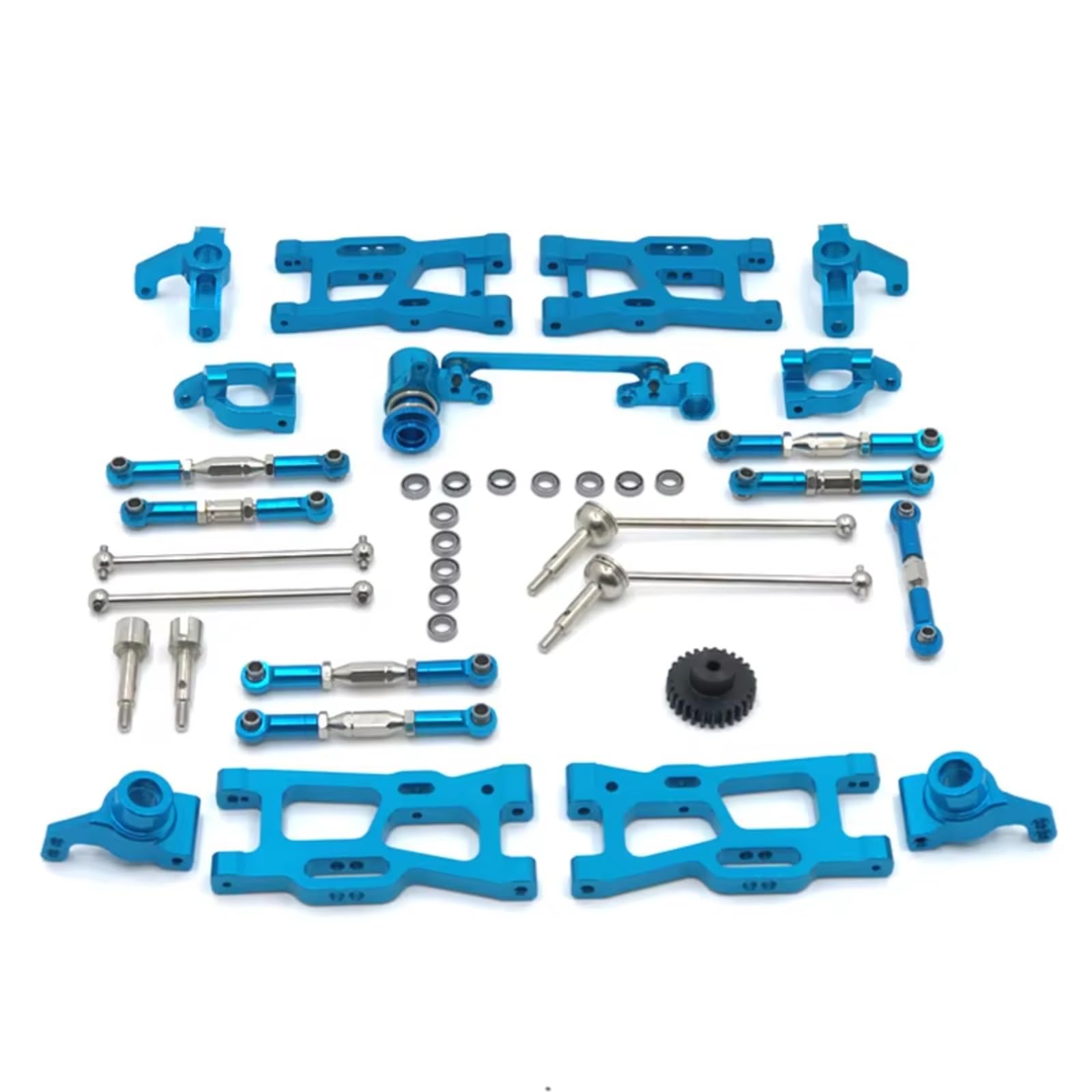 PLOQAZEH RC Car Upgrade Zubehör Für Wltoys 144010 144002 124017 124019 124018 144001 124007 Metall Kit Antriebswelle Zugstange Für Schaukel Arm Lenkung RC Auto Teile Upgrade(Blue) von PLOQAZEH