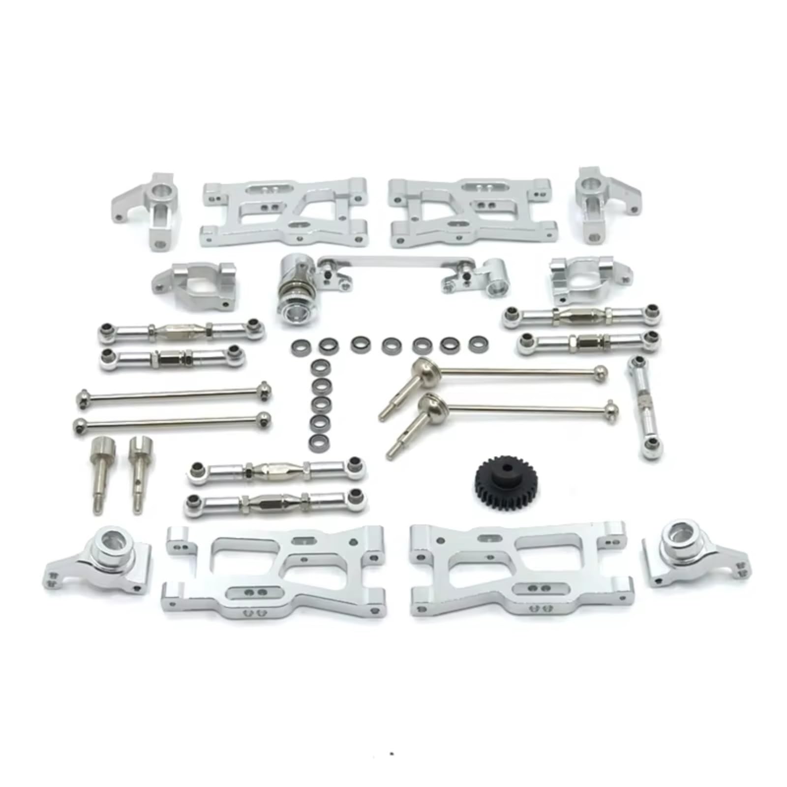 PLOQAZEH RC Car Upgrade Zubehör Für Wltoys 144010 144002 124017 124019 124018 144001 124007 Metall Kit Antriebswelle Zugstange Für Schaukel Arm Lenkung RC Auto Teile Upgrade(White) von PLOQAZEH